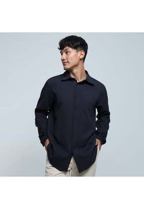 Camisa Para Hombre Manga Larga Sin Bolsillo Color Azul  Marca Ostu #60010702