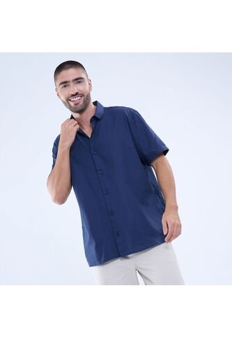 Camisa Para Hombre Manga Corta Sin Bolsillo Color Azul  Marca Ostu #60010761 Ostu