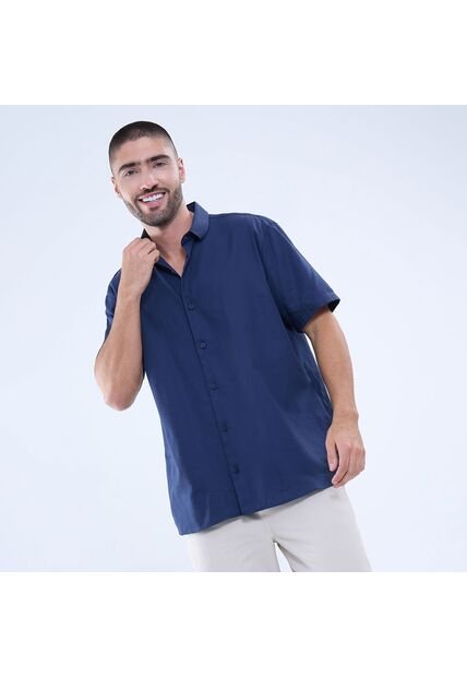Camisa Para Hombre Manga Corta Sin Bolsillo Color Azul  Marca Ostu #60010761
