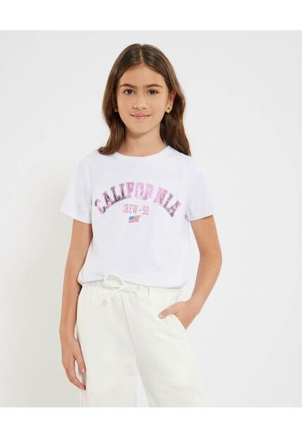 Camiseta Infantil Niña Manga Corta Cuello Redondo Color Blanco Marca Ostu #90090297