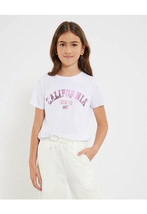 Camiseta Infantil Niña Manga Corta Cuello Redondo Color Blanco Marca Ostu #90090297