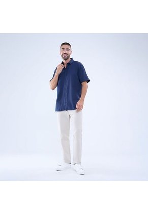 Camisa Para Hombre Manga Corta Sin Bolsillo Color Azul  Marca Ostu #60010761