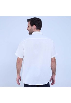 Camisa Para Hombre Manga Corta Sin Bolsillo Color Crema Marca Ostu #60010762