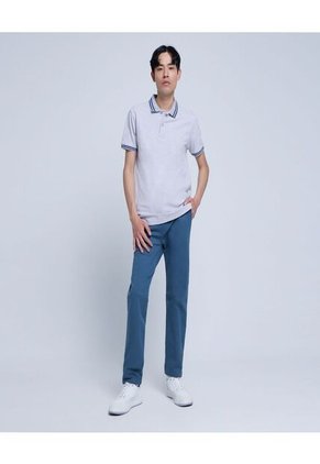 Polo Para Hombre Cuello Tejido Sin Bolsillo Color Gris  Marca Ostu #60110602