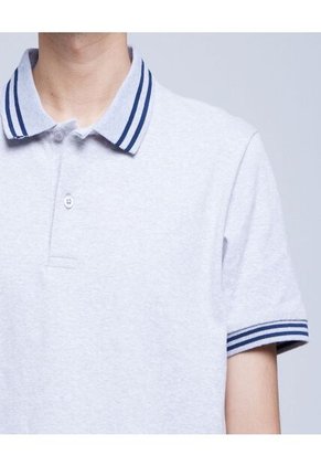 Polo Para Hombre Cuello Tejido Sin Bolsillo Color Gris  Marca Ostu #60110602