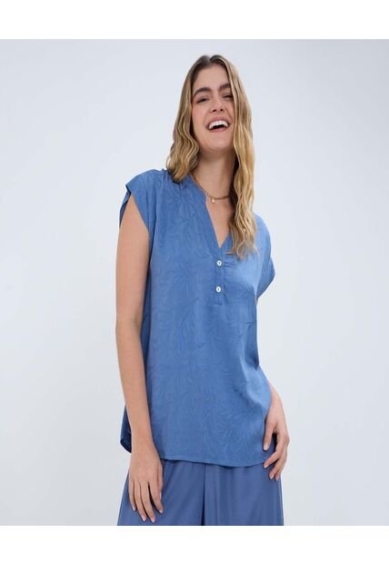 Blusa Para Mujer Manga Sisa Color Azul  Marca Ostu #40121077