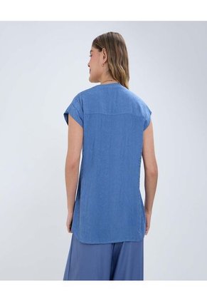 Blusa Para Mujer Manga Sisa Color Azul Marca Ostu #40121077