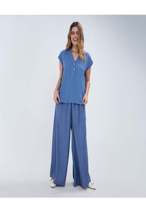 Blusa Para Mujer Manga Sisa Color Azul Marca Ostu #40121077