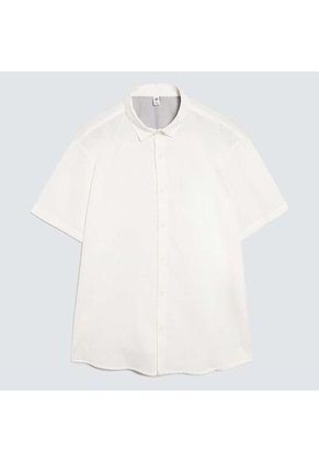 Camisa Para Hombre Manga Corta Sin Bolsillo Color Crema Marca Ostu #60010762