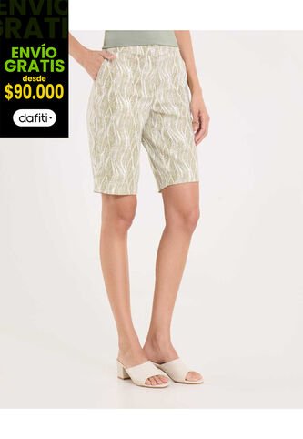 Bermuda Para Mujer Regular Corto Color Verde Marca Ostu #40100108 Ostu