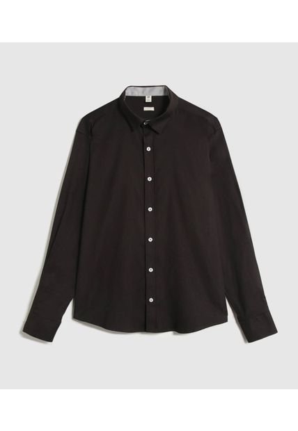 Camisa Para Hombre Manga Larga Sin Bolsillo Cuello Casual M Color Negro Marca Ostu #60010866
