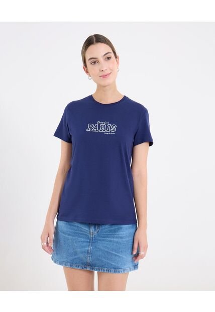 Camiseta  Para Mujer Manga Corta Cuello Redondo Color Azul Marca Ostu #40092705