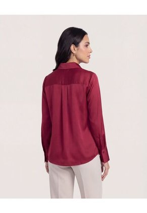 Camisa  Para Mujer Manga Larga Color Vino Marca Ostu #40010344