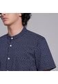 Camisa Para Hombre Manga Corta Con Bolsillo Cuello Neru Color Azul  Marca Ostu #60010564 de Ostu
