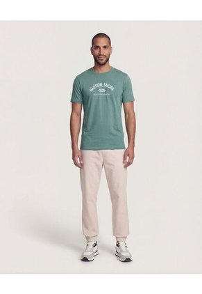 Camiseta  Para Hombre Manga Corta Cuello Redondo Color Verde Marca Ostu #60091900