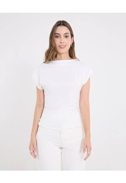 Camiseta  Para Mujer Manga Corta Cuello Redondo Color Crudo Marca Ostu #40092785