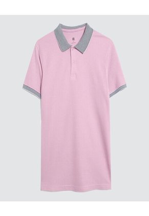 Polo Para Hombre Cuello Tejido Sin Bolsillo Color Rosado  Marca Ostu #60110618