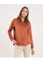 Camisa  Para Mujer Manga Larga Color Terracota Marca Ostu #40010322 de Ostu