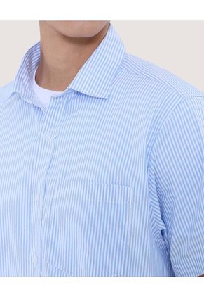 Camisa Para Hombre Manga Corta Con Bolsillo Cuello Casual M Color Azul Marca Ostu #60010800