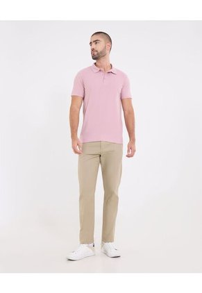 Polo  Para Hombre Cuello Tejido Sin Bolsillo Color Rosado Marca Ostu #60110864