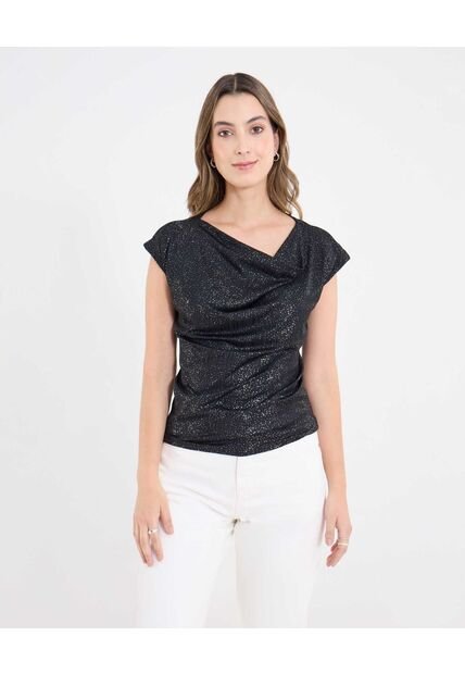 Camiseta  Para Mujer Manga Corta Cuello Redondo Color Negro Marca Ostu #40092788