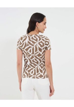 Camiseta Para Mujer Manga Corta Cuello Redondo Color Crudo Marca Ostu #40092428