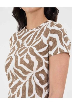 Camiseta Para Mujer Manga Corta Cuello Redondo Color Crudo Marca Ostu #40092428