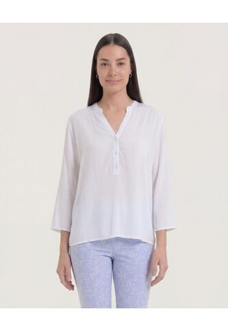 Blusa  Para Mujer Manga 3/4 Color Blanco Marca Ostu #40121227 Ostu