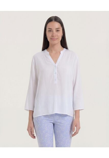 Blusa  Para Mujer Manga 3/4 Color Blanco Marca Ostu #40121227