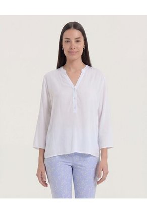 Blusa Para Mujer Manga 3/4 Color Blanco Marca Ostu #40121227