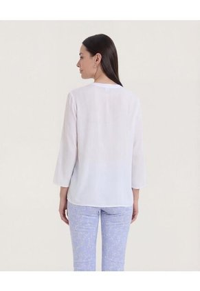 Blusa Para Mujer Manga 3/4 Color Blanco Marca Ostu #40121227