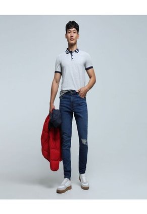 Polo Para Hombre Cuello Tejido Sin Bolsillo Color Gris  Marca Ostu #60110685