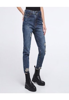 Jean Para Mujer Mom Color Azul  Marca Ostu #40160281