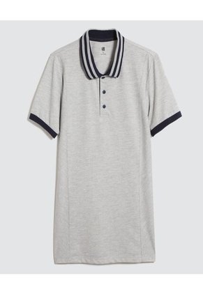 Polo Para Hombre Cuello Tejido Sin Bolsillo Color Gris  Marca Ostu #60110685