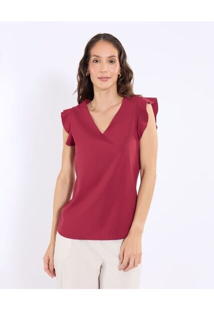 Blusa  Para Mujer Manga Corta Color Vino Marca Ostu #40121220