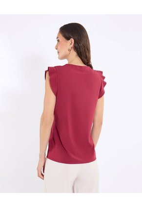 Blusa Para Mujer Manga Corta Color Vino Marca Ostu #40121220