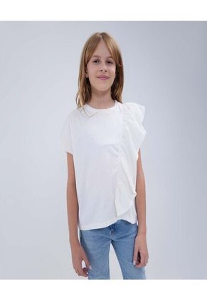 Camiseta Para Niña Manga Corta Color Crema Marca Ostu #90090213