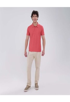 Polo Para Hombre Cuello Tejido Sin Bolsillo Color Terracota Marca Ostu #60110671