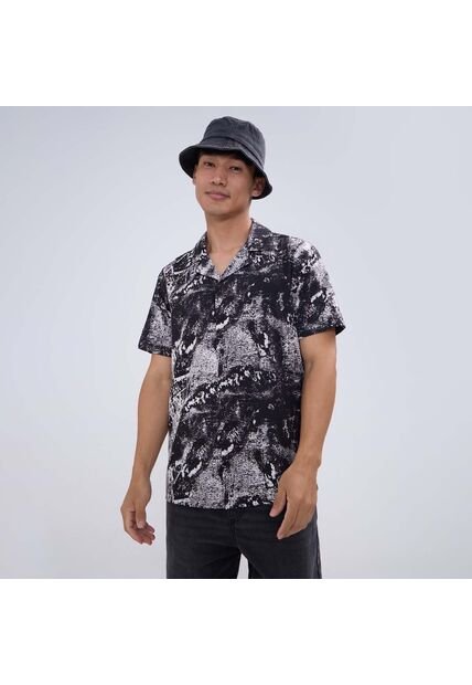 Camisa Para Hombre Manga Corta Sin Bolsillo Color Negro Marca Ostu #60010765