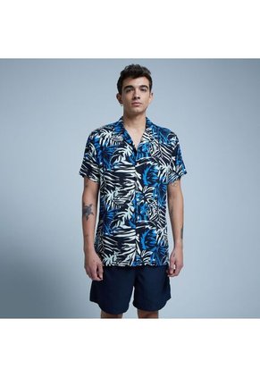 Camisa Para Hombre Manga Corta Sin Bolsillo Color Azul  Marca Ostu #60010655