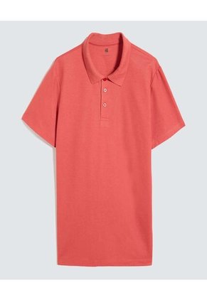 Polo Para Hombre Cuello Tejido Sin Bolsillo Color Terracota Marca Ostu #60110671