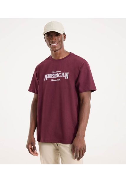 Camiseta Para Hombre Manga Corta Cuello Redondo Color Vino Marca Ostu #60091699