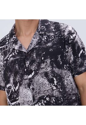 Camisa Para Hombre Manga Corta Sin Bolsillo Color Negro Marca Ostu #60010765