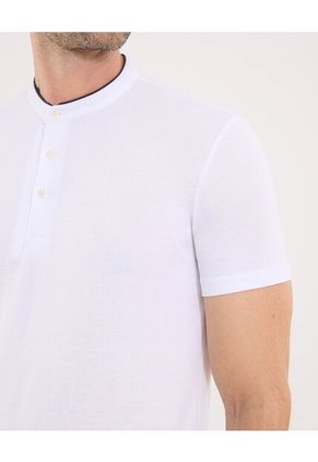 Polo Para Hombre Cuello Mao Sin Bolsillo Color Blanco Marca Ostu #60110511