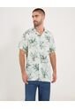 Camisa  Para Hombre Manga Corta Sin Bolsillo Cuello Resort Color Verde Marca Ostu #60010890 de Ostu