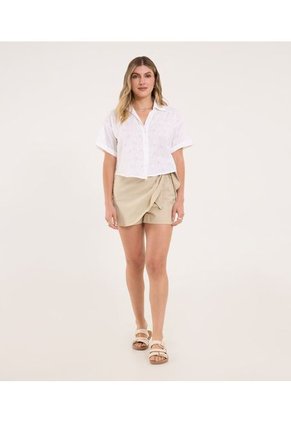 Blusa Para Mujer Manga Corta Color Crudo Marca Ostu #40121175