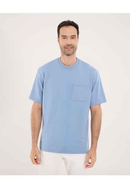 Camiseta Para Hombre Manga Corta Color Azul  Marca Ostu #60091412