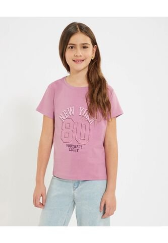 Camiseta Infantil Niña Manga Corta Cuello Redondo Color Rosado Marca Ostu #90090295 Ostu