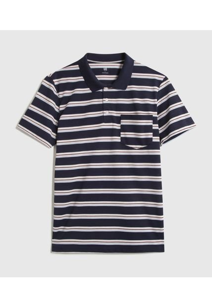 Polo Para Hombre Cuello Tejido Con Bolsillo Color Azul Marca Ostu #60110801