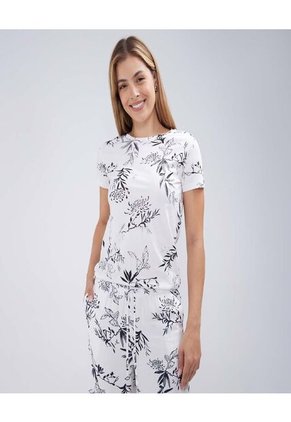 Camiseta Para Mujer Manga Corta Color Blanco Marca Ostu #40092111